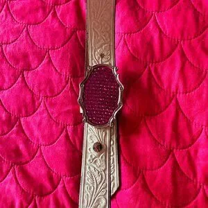 Guess Y2K Pink Leather Belt Guess | Accessories | Y2k Guess White Leather Belt With Pink  main image 4